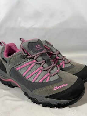Clorts Uneebtex Suede Leather Waterproof Hiking Trail Shoe Wms US 7 Gray/Pink